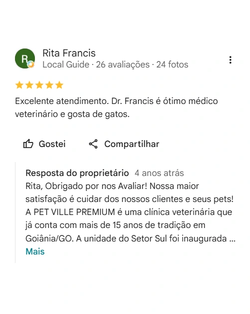 Avaliação real de tutor sobre a Pet Ville